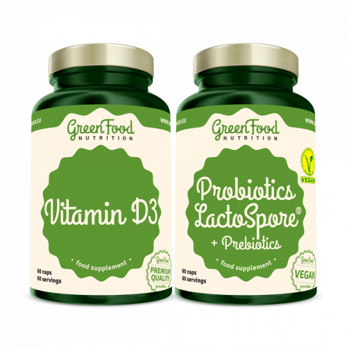 Probiotyki LactoSpore® + Prebiotyki 60 kapsułek + Vitamin D3 60 kapsułek