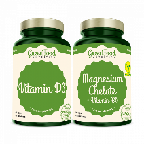 Chelat magnezu + Witamina B6 90 kapsułek + Vitamin D3 60 kapsułek